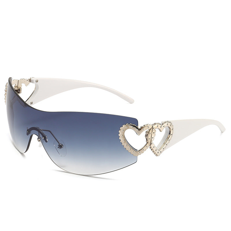Wholesale Hollow Heart Frameless PC Sunglasses